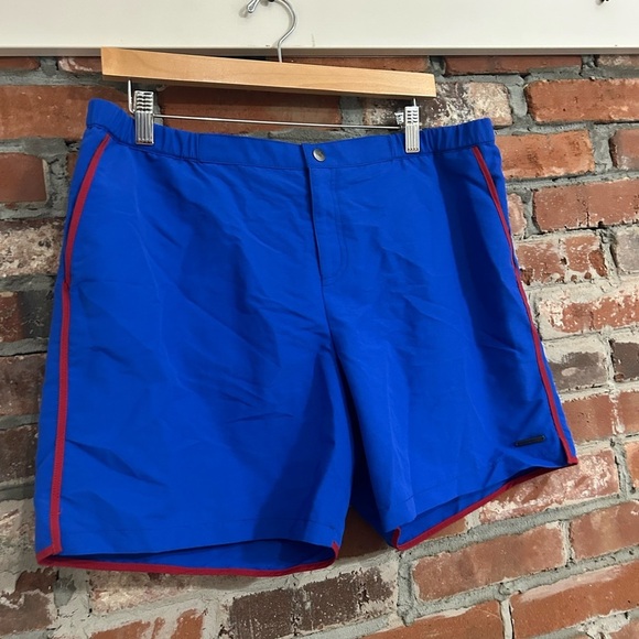Parke & Ronen Red and Blue Trimmed Swimtrunks Size 36 - Picture 2 of 8
